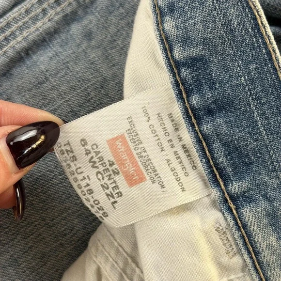 Wrangler Shorts Mens 42 Blue Denim Cargo Carpenter Utility Pockets Workwear - Picture 5 of 13